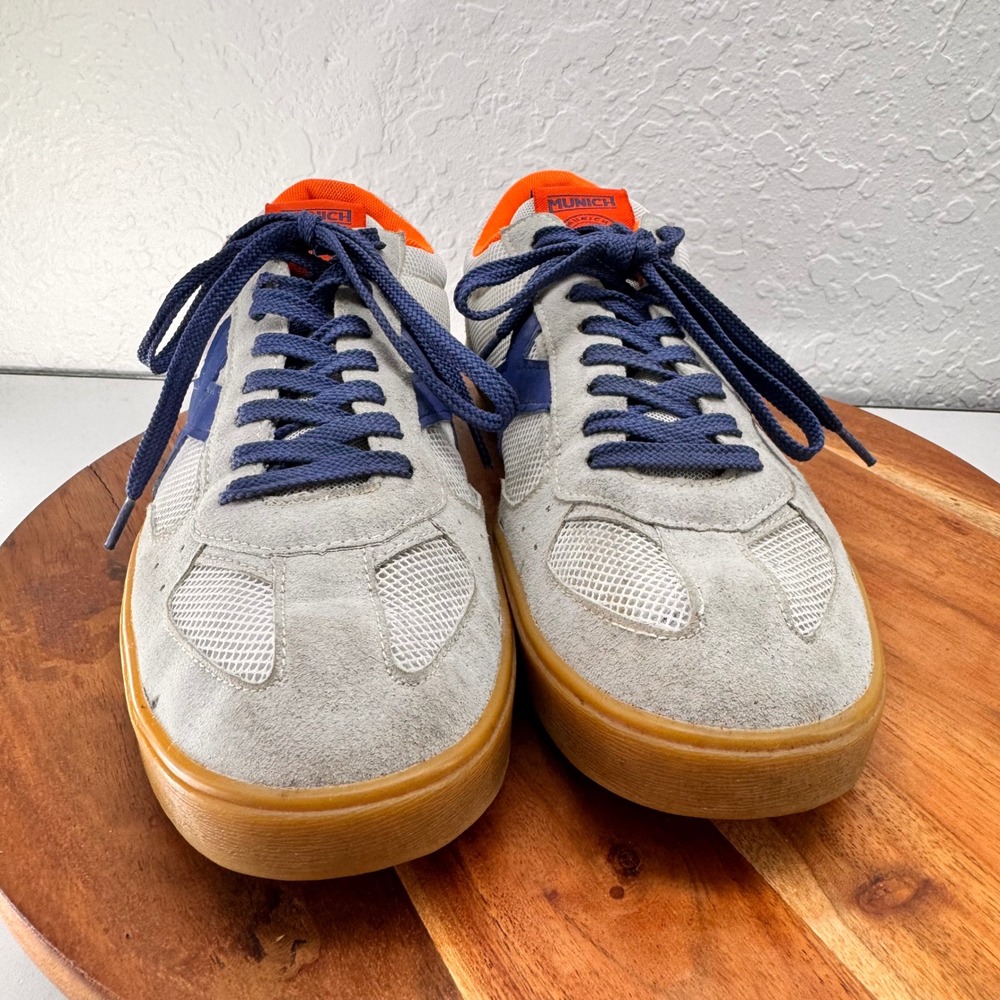 Munich Break 24 Mens 11 Grey Blue Orange Suede Mesh Gum Sole Sneakers - Picture 2 of 9